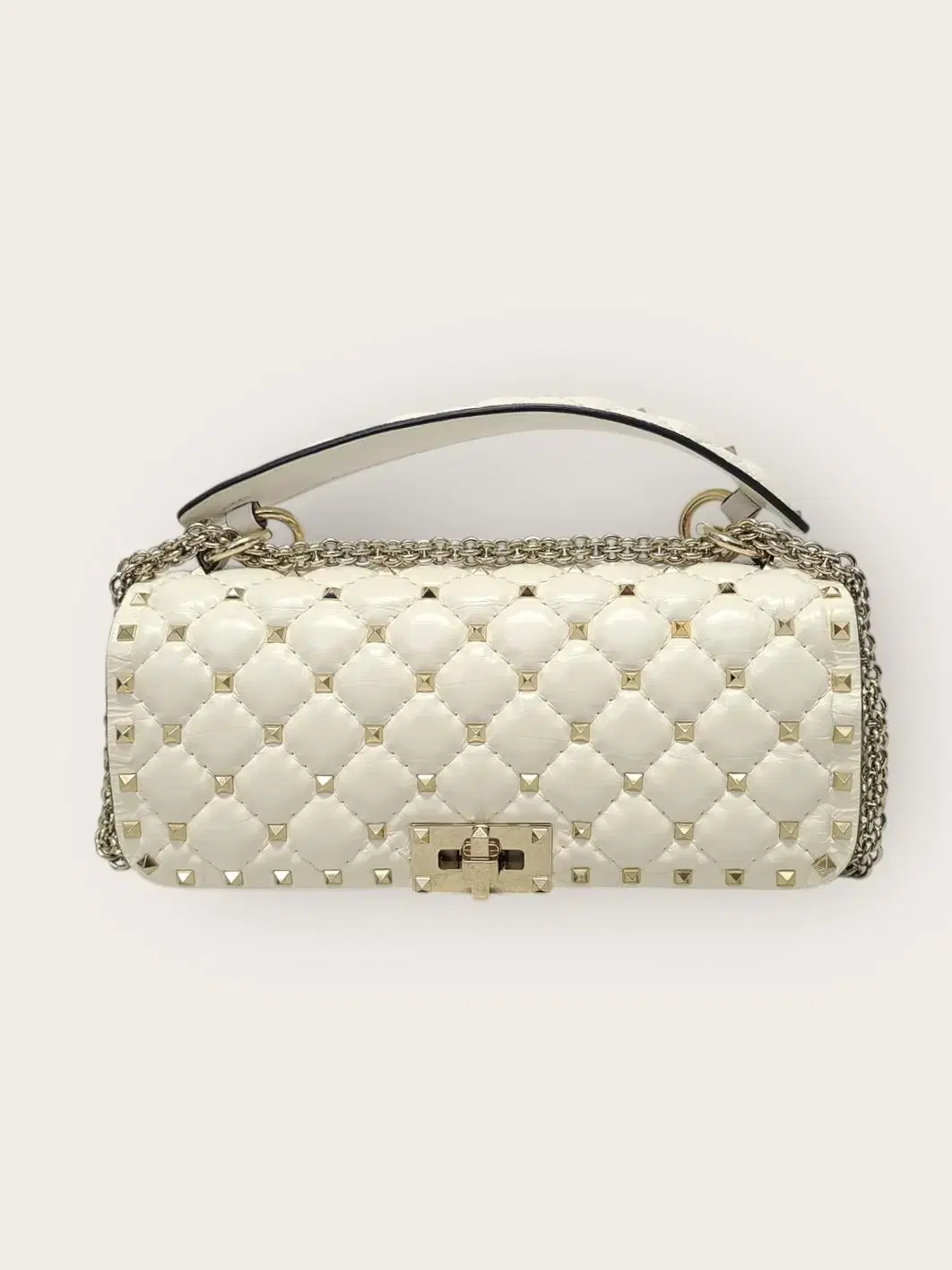 Valentino アイボリーロックスタッズスパイクショルダーバッグ